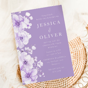 Invitación Boda de flores de lavanda morada maravilloso