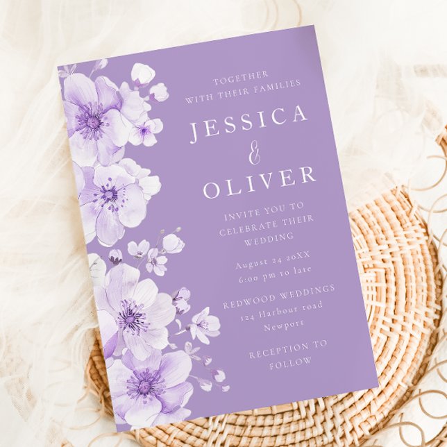 Invitación Boda de flores de lavanda morada maravilloso (Subido por el creador)