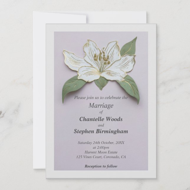 Invitación Boda de flores de Lily Blanca (Anverso)
