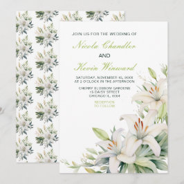 Invitación Boda de Flores de Lirio Blanco