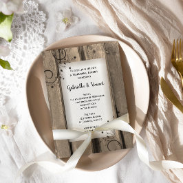 Invitación Boda de Flores de madera de pajar de campo Cena