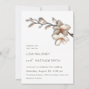 Invitación Boda de flores de magnolia 3D