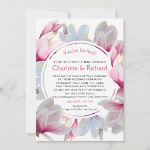 Invitación Boda de flores de magnolia rosada del sur
