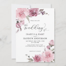 Invitación Boda de flores de malva floral rosa rosada pastel