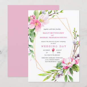 Invitación Boda de flores de manzana rosa y blanca