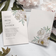 Boda de flores de marfil y blanco elegante