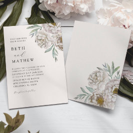 Invitación Boda de flores de marfil y blanco elegante