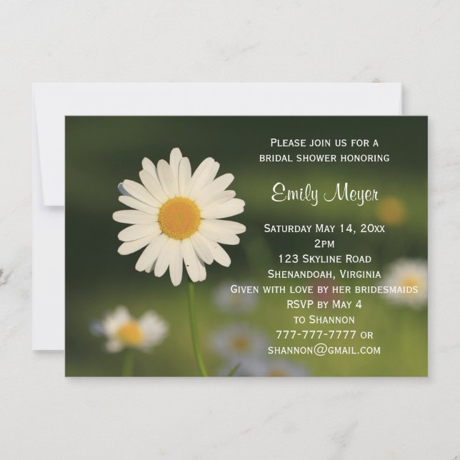 Invitación Boda de flores de margarita blanca ducha de novia (Anverso)