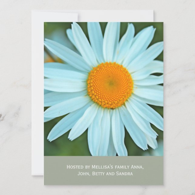 Invitación Boda de flores de margarita blancas encantadoras (Reverso)