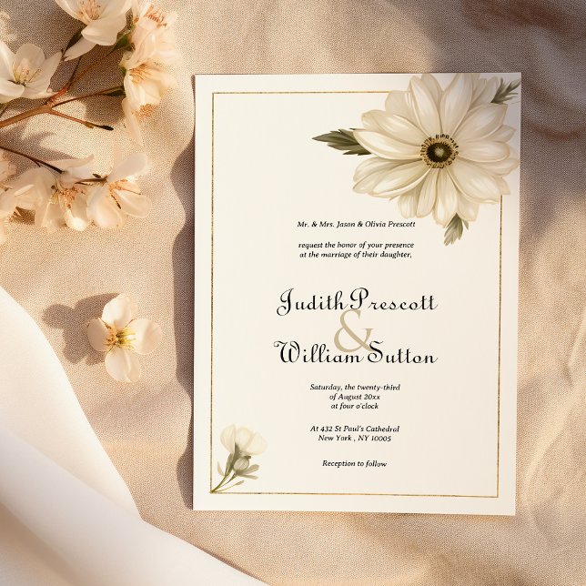 Invitación Boda de flores de margarita de estilo rústico (Vintage style rustic daisy flower Wedding)