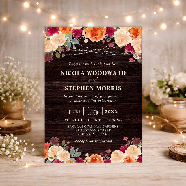 Invitación Boda de Flores de Naranja de Otoño Rústico (Subido por el creador)
