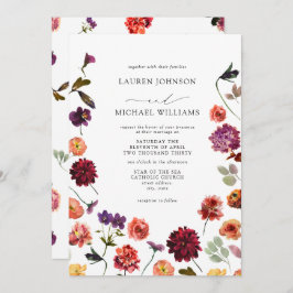 Invitación Boda de flores de Naranja quemado en el jardín de 