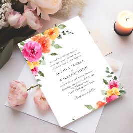 Invitación Boda de flores de Naranja rosa brillante color de 