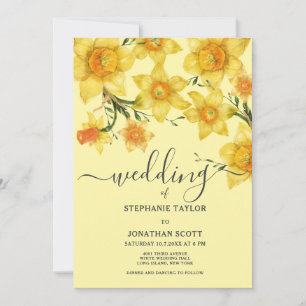 Invitación Boda de flores de narcisos dorados verdes de prima