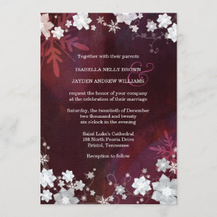 Invitación Boda de Flores de Nieve de Winter Elegance