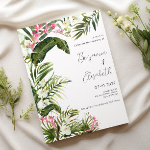 Invitación Boda de flores de orquídea tropical rosa