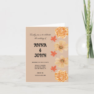 Invitación Boda de flores de otoño del boho moderno asombroso