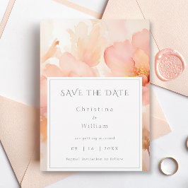 Invitación Boda de Flores de Peach moderna salva la fecha