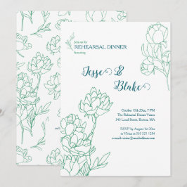 Invitación Boda de flores de peones de mano verde