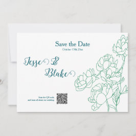 Invitación Boda de flores de peones de mano verde