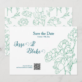 Invitación Boda de flores de peones de mano verde