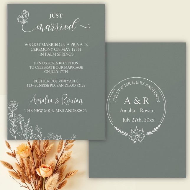 Invitación Boda de flores de pradera recién casado (Subido por el creador)