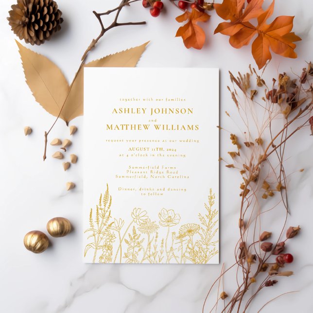 Invitación Boda de flores de pradera simple (Subido por el creador)