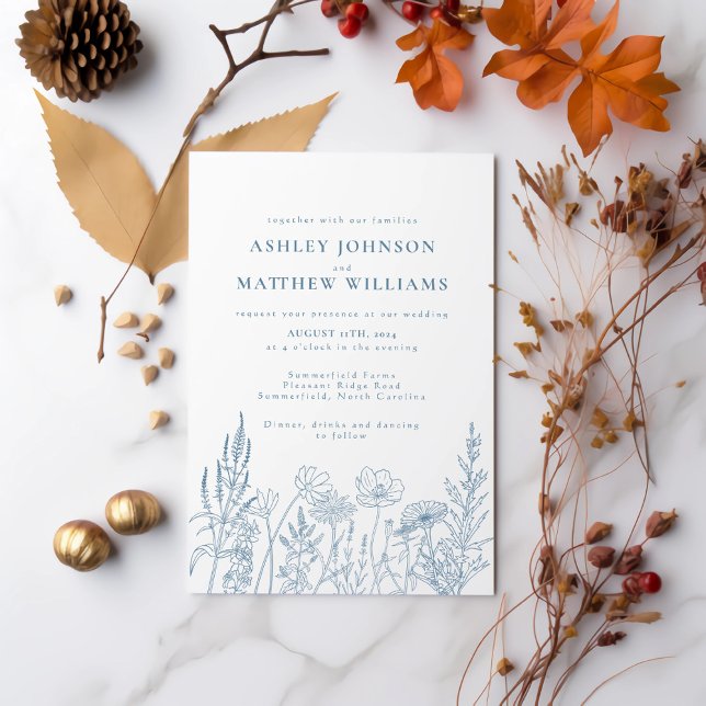 Invitación Boda de flores de pradera simple (Subido por el creador)