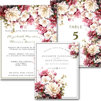 Invitación Boda de Flores de Primavera Elegante Blanco y Rosa