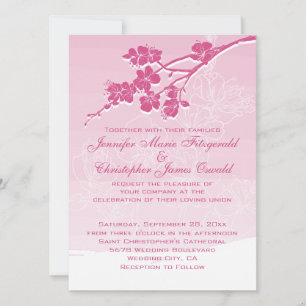 Invitación Boda de flores de primavera rosada de color ocre