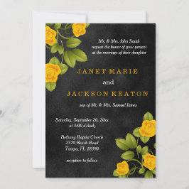 Invitación Boda de flores de rosa negro y amarillo