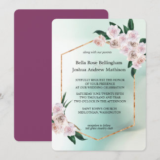 Invitación Boda de flores de rosa rosa suave