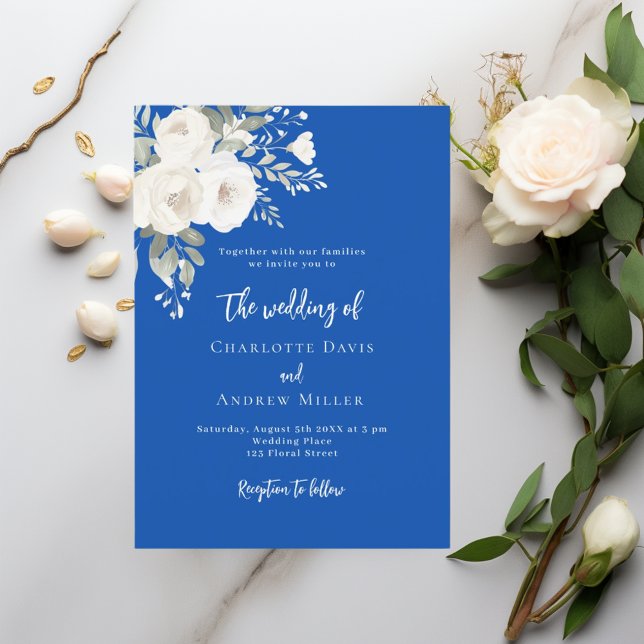 Invitación Boda de flores de rosas azules y azules (Subido por el creador)