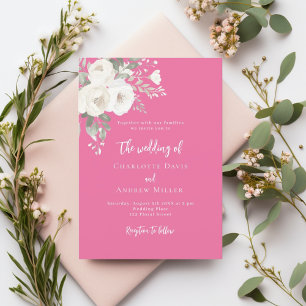 Invitación Boda de flores de rosas rosadas al atardecer