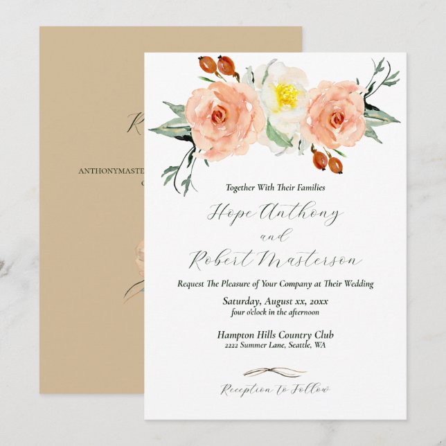Invitación Boda de Flores de Verano Brillantes (Anverso / Reverso)