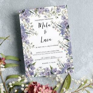 Invitación Boda de flores de verano de menta azul de lavanda