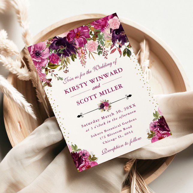 Invitación Boda de Flores de Verano Rosadas en Acuarela (Subido por el creador)