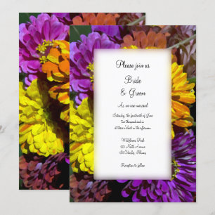 Invitación Boda de flores de zinnia coloridas