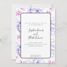 Boda de flores dibujadas con líneas simples de col