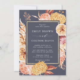 Invitación Boda de flores Dusty Purple Burgundy Terracotta