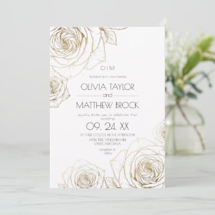 Invitación Boda de flores elegantes de oro Rosa