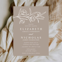 Boda de flores esbozadas en color taupe