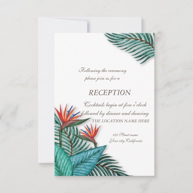 Invitación Boda de Flores Exóticas Tropicales (Anverso)