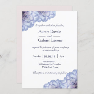 Invitación Boda de flores florales de lilo azul blanco