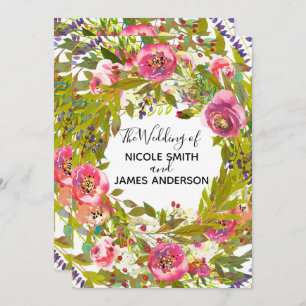 Invitación Boda de Flores Florales Rosa de Verdor Primavera
