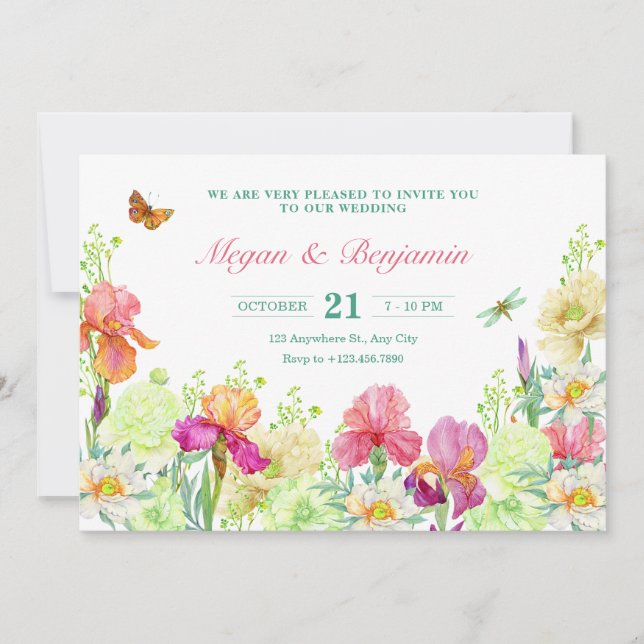 Invitación Boda de flores florecen (Anverso)