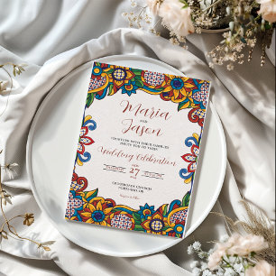 Invitación Boda de flores folclóricas florales de México