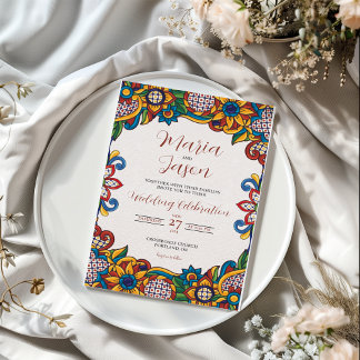 Invitación Boda de flores folclóricas florales de México