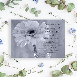 Invitación Boda de flores Gerber Daisy de color azul pálido