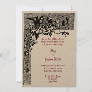 Invitación Boda de flores Hummingbird Pair de la era victoria
